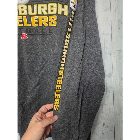 NFL Team Apparel Pittsburgh Steelers PA Spellout Football Long Sleeve Tee Shirt - Picture 4 of 6